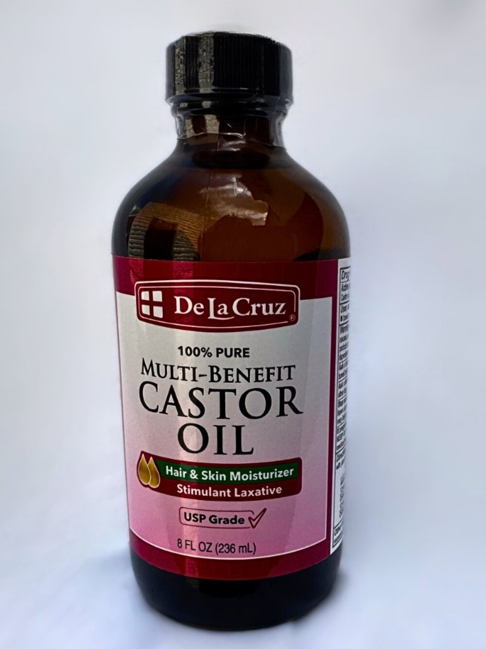 De La Cruz 100% Pure Castor Oil, USP Grade, Hair & Skin Moisturizer, 8 FL OZ